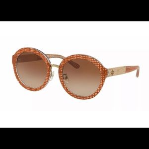 Tory Burch Papaya Crystal /Raffia Brown Sunglasses
